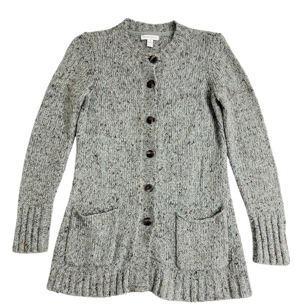 Speckled Knit Button Front Cardigan Sweater Women Size S Grandpacore Old Money‎